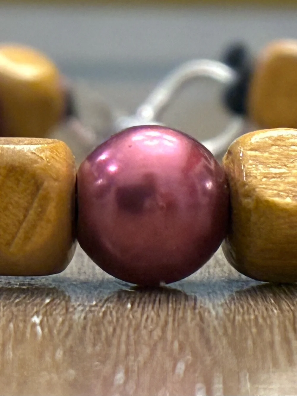 Handmade Purple and Mustard Beaded Bracelet